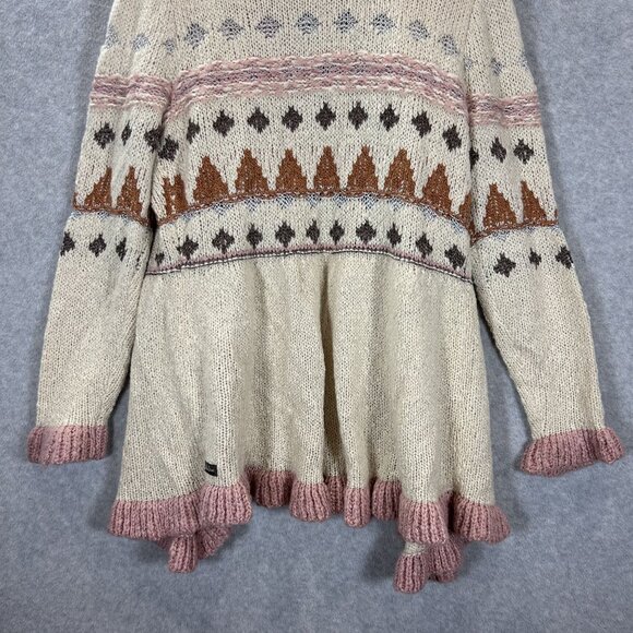 Matilda Jane Womens Jacie Ruffled Knit Cardigan Sweater L Wool Blend Boho Aztec - Picture 12 of 16